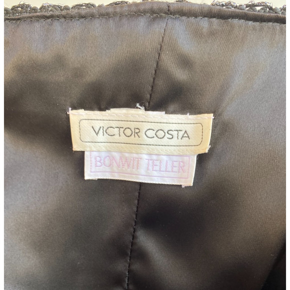 VTG Victor Costa Strapless Black Silver White Sequin & Velvet Formal Dress 6/8 - Picture 11 of 13